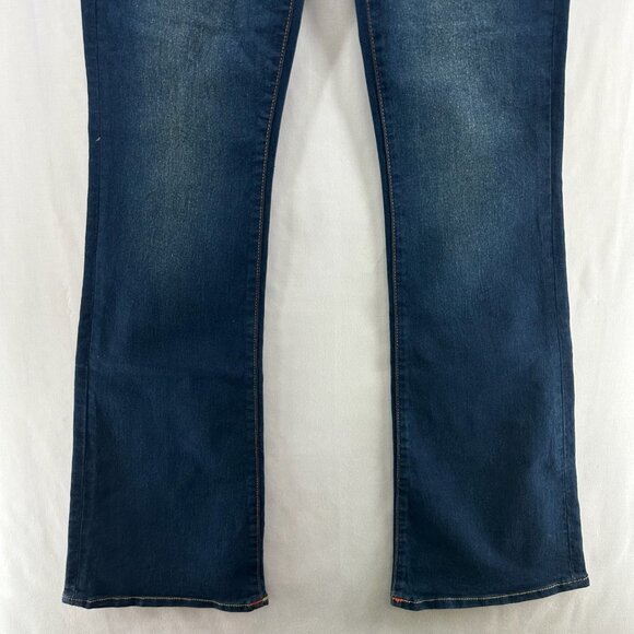 True Religion Jeans Womens 29 Becca Mid Rise Flap Bootcut Dark Washed Denim Blue - Picture 4 of 13